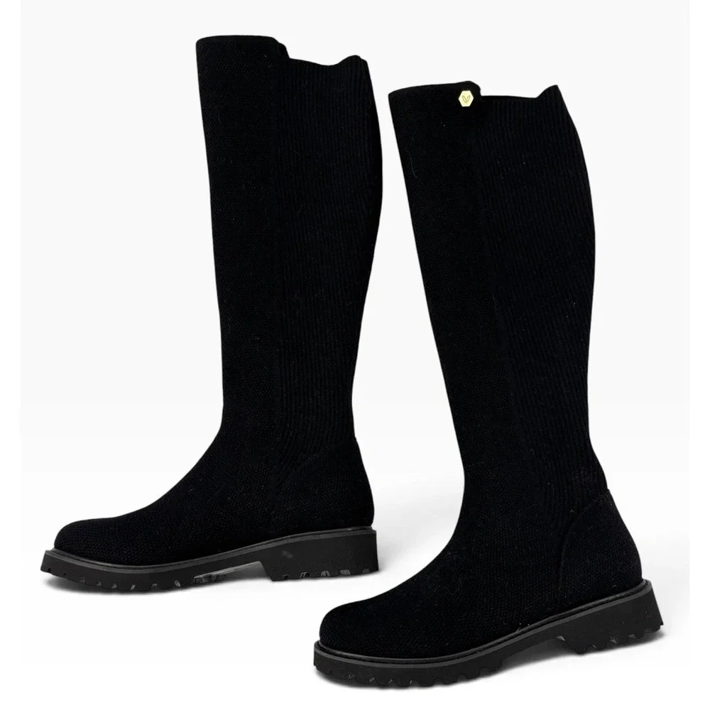 Vivaia Filipa Round Toe Stretch Boots Womens 8.5 Black Water Repellent Boots